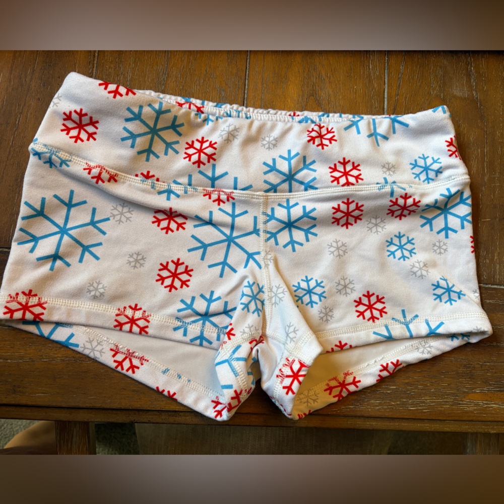 Fleo Spandex Bottoms - Red and Blue Snowflakes